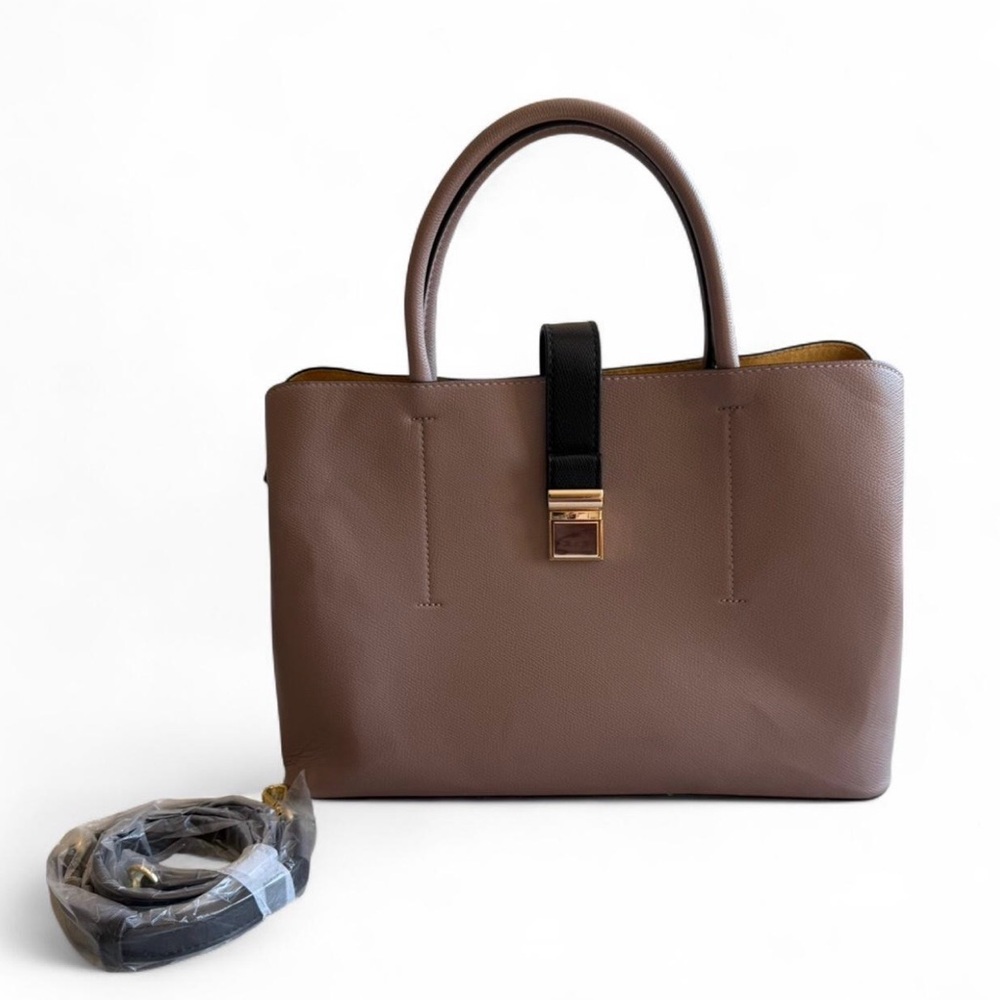 H&M Rose Pink Color Faux Leather Tote Bag